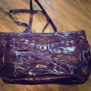 Purple Patent Leather Diaper Bag